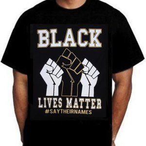 Men's Black Lives Matter Print Short Sleeve Crew Neck Graphic T-Shirt Black L